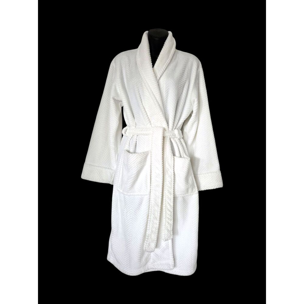 Daniel Buchler New York Plush White Chevron Robe S/P Vanilla Girl SpaCore